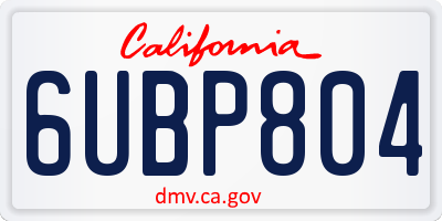 CA license plate 6UBP804