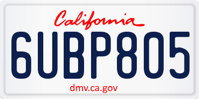 CA license plate 6UBP805