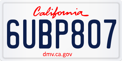 CA license plate 6UBP807