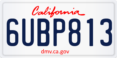CA license plate 6UBP813