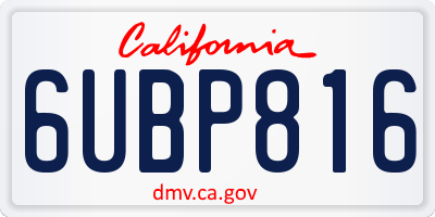 CA license plate 6UBP816