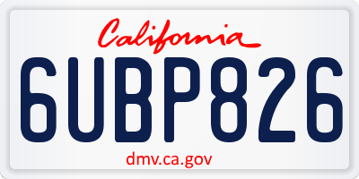 CA license plate 6UBP826