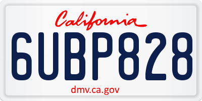 CA license plate 6UBP828