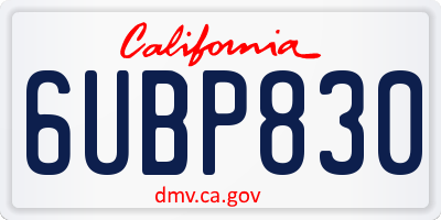 CA license plate 6UBP830