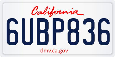 CA license plate 6UBP836