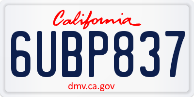 CA license plate 6UBP837