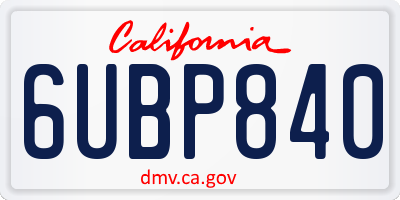 CA license plate 6UBP840