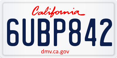 CA license plate 6UBP842