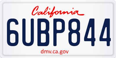 CA license plate 6UBP844