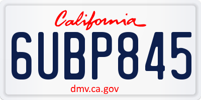 CA license plate 6UBP845