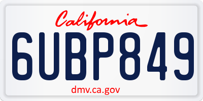 CA license plate 6UBP849