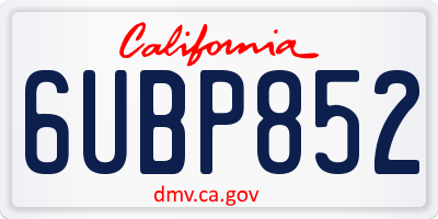 CA license plate 6UBP852