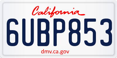 CA license plate 6UBP853
