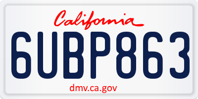 CA license plate 6UBP863