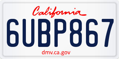 CA license plate 6UBP867