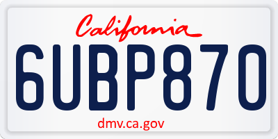 CA license plate 6UBP870
