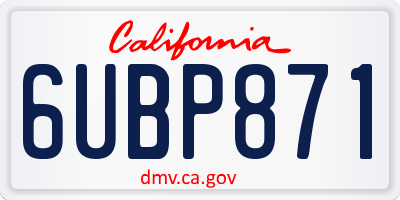 CA license plate 6UBP871