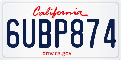 CA license plate 6UBP874