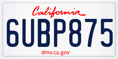 CA license plate 6UBP875