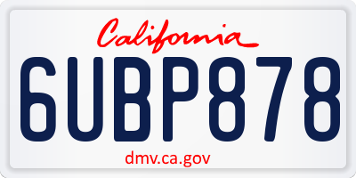 CA license plate 6UBP878