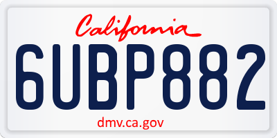 CA license plate 6UBP882