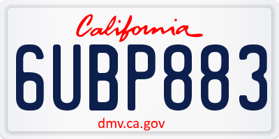 CA license plate 6UBP883