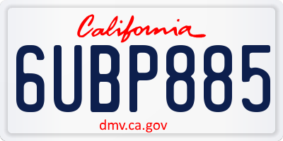 CA license plate 6UBP885