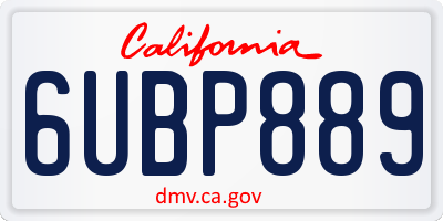 CA license plate 6UBP889