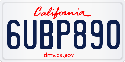 CA license plate 6UBP890