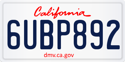 CA license plate 6UBP892