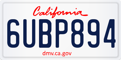 CA license plate 6UBP894