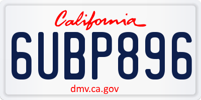 CA license plate 6UBP896