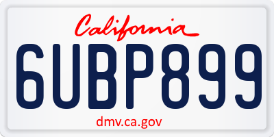 CA license plate 6UBP899