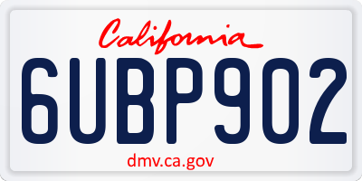 CA license plate 6UBP902