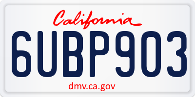 CA license plate 6UBP903
