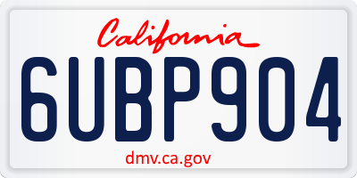 CA license plate 6UBP904