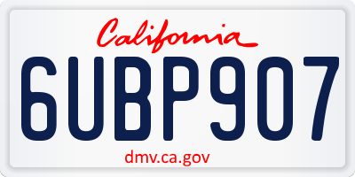 CA license plate 6UBP907