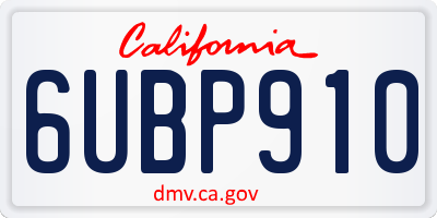CA license plate 6UBP910