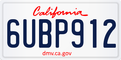 CA license plate 6UBP912