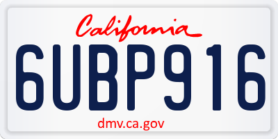 CA license plate 6UBP916