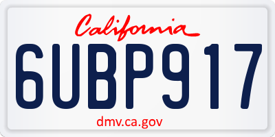 CA license plate 6UBP917