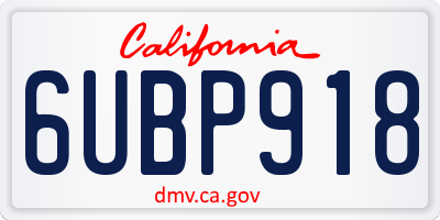 CA license plate 6UBP918