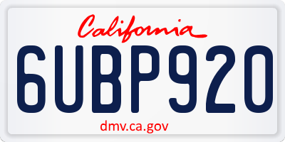 CA license plate 6UBP920