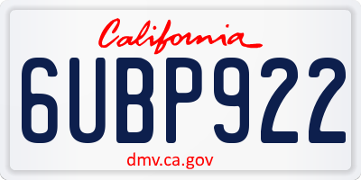 CA license plate 6UBP922