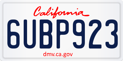 CA license plate 6UBP923