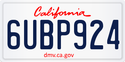 CA license plate 6UBP924