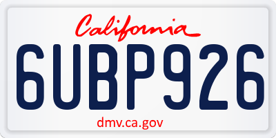 CA license plate 6UBP926
