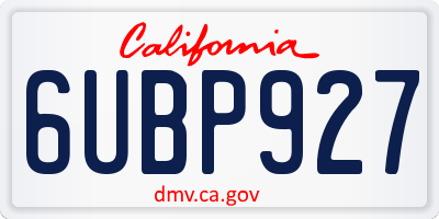 CA license plate 6UBP927