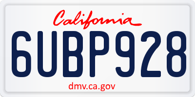 CA license plate 6UBP928