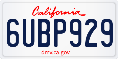 CA license plate 6UBP929